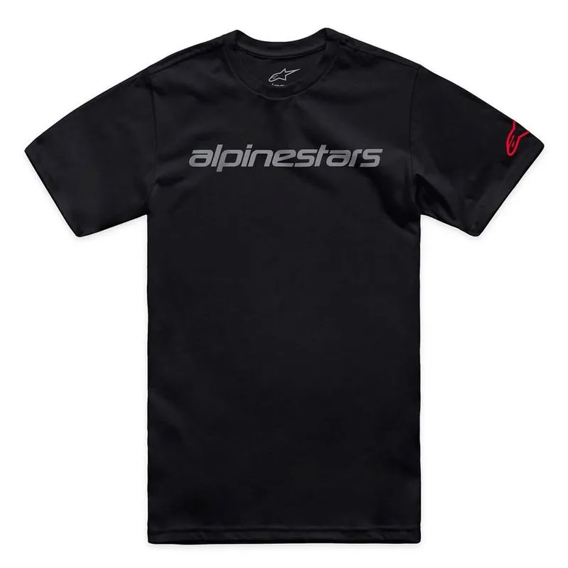 Camiseta Alpinestars Linear Wordmark 2.0 Preto Cinza Vermelho