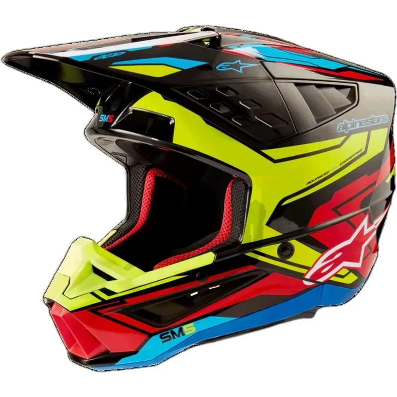 Capacete Alpinestars Sm5 Action 2 - Preto/amarelo/vermelho