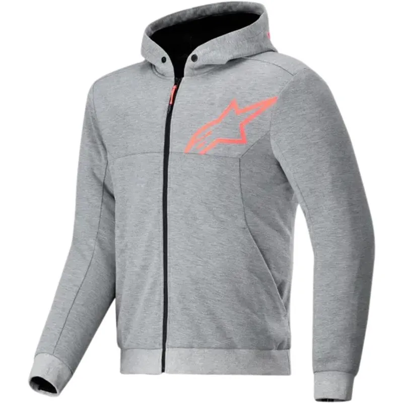 Jaqueta Alpinestars Chrome V2 Sport Hoddie - Cinza Mescla/vermelho Fluor