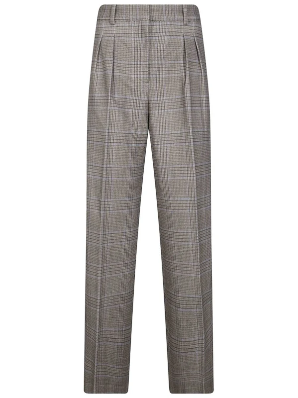 Circolo P. Galles Tailored Soft Touch Plaid Straight-Leg Pants IT 42