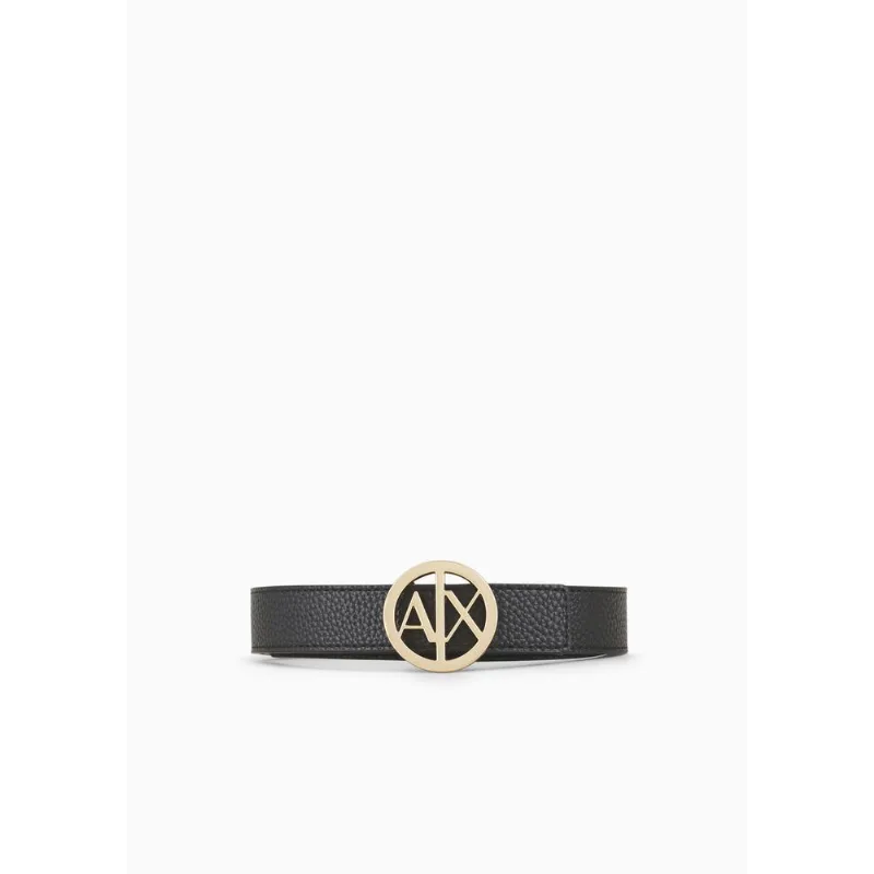 Cinto com Fivela Redonda Preto/Dourado - 65 cm