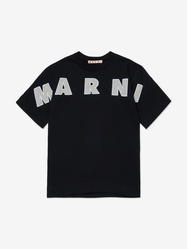 MARNI Kids Logo T-Shirt in Black Black / 6 Yrs