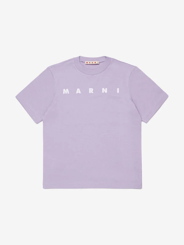 MARNI Girls Logo T-Shirt in Purple Purple / 14 Yrs