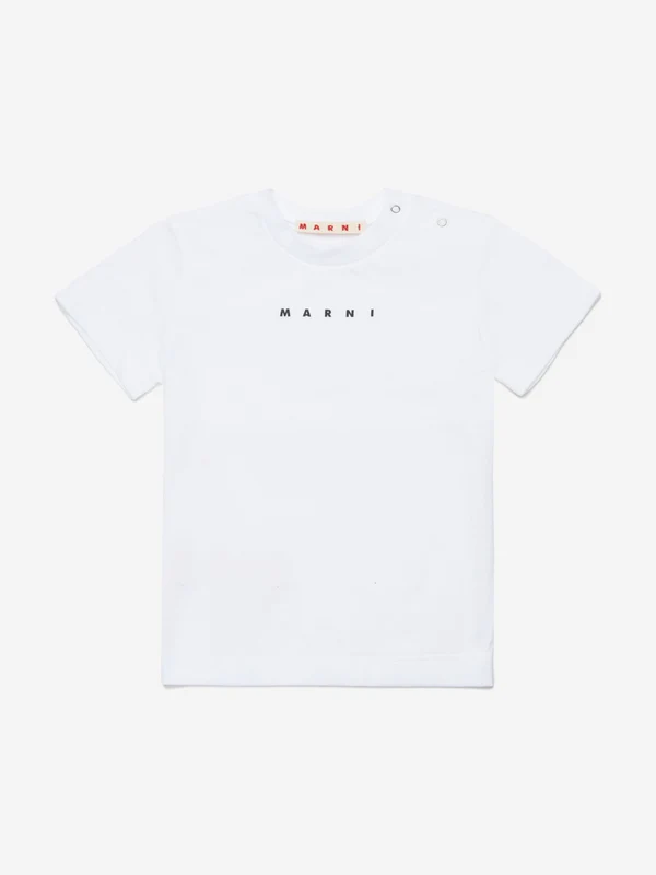 MARNI Baby Cotton Logo T-Shirt in White White / 9 - 12 Mths