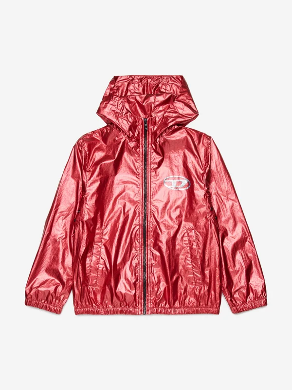 Diesel Kids Metallic Effect Zip Up Jacket in Red Red / 8 Yrs