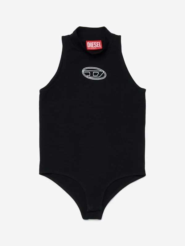 Diesel Girls Oval D Logo Bodysuit in Black Black / 14 Yrs
