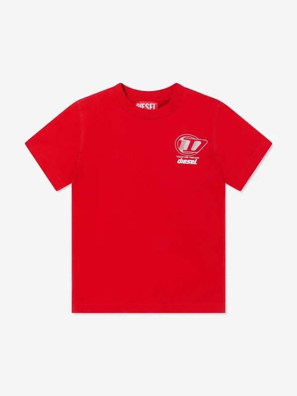 Diesel Kids Logo T-Shirt in Red Red / 14 Yrs
