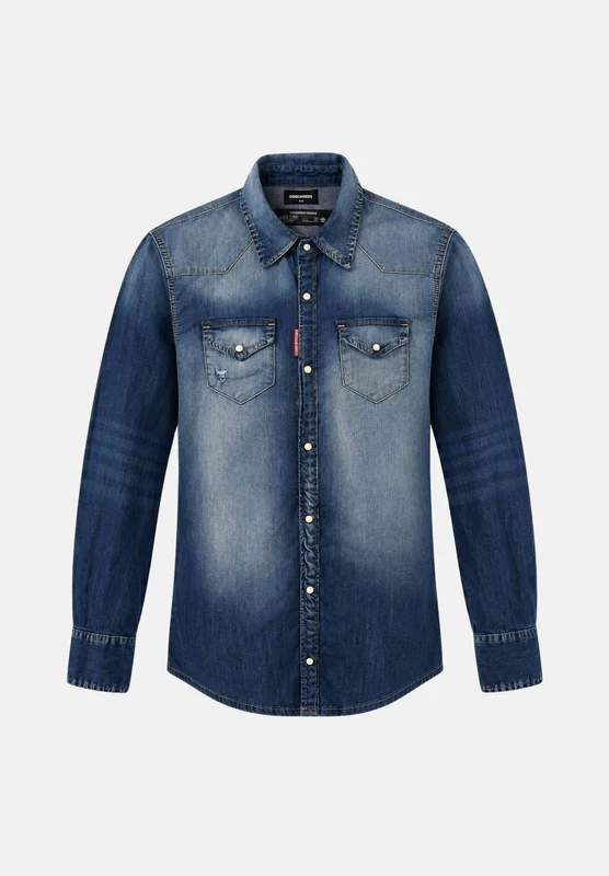 DSQUARED2 Camicia denim blu per donna, ragazzi e bambini con tasche applicate sul petto 14A - M