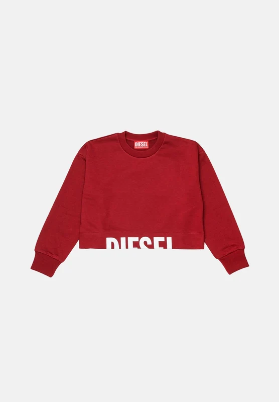 DIESEL Felpa cropped colore Syrah bordeaux, per donna, ragazzi e bambini con logo frontale 12A - S