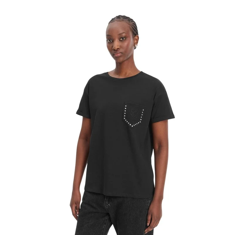 Liu Jo Bicolor Cotton T-Shirt IT38|XS
