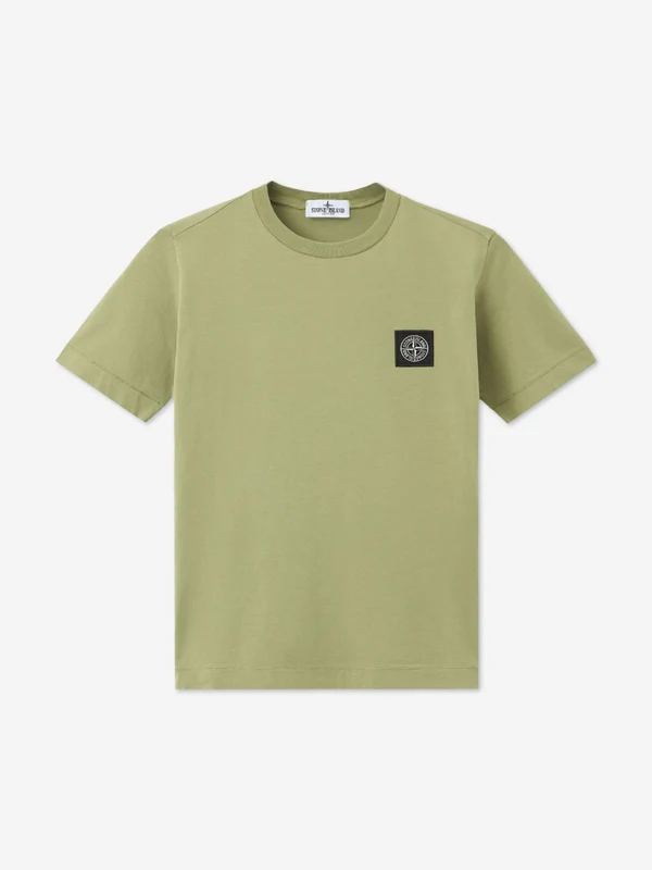 Stone Island Boys 30/1 Cotton Jersey T-Shirt in Green Green / 4 Yrs