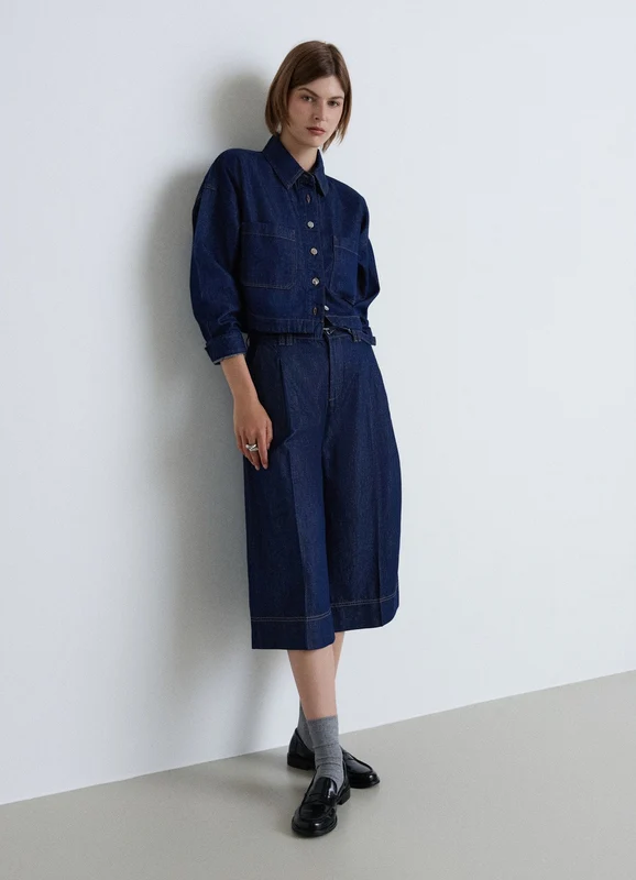Camicia denim con bottoni e tasche XXL