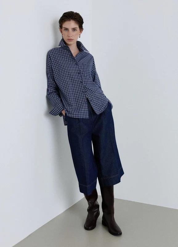 Camicia a quadri con taschino e colletto classico M