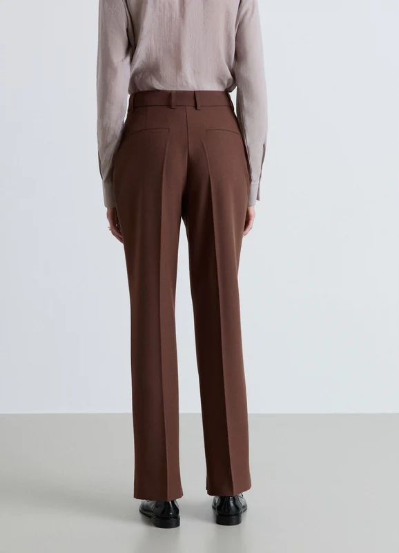 Pantaloni dritti a tinta unita con piega XS