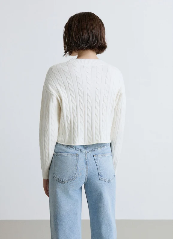 Maglia crop a trecce girocollo M