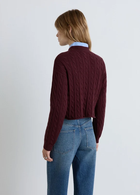 Maglia crop a trecce girocollo S