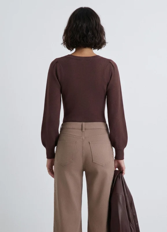 Body in maglia a trecce con maniche lunghe XS