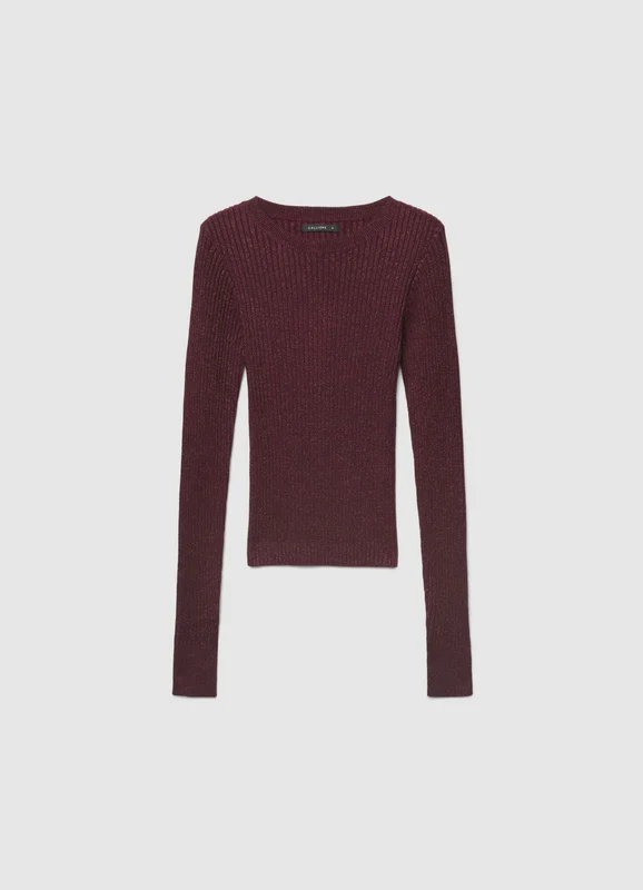T-shirt a coste con effetto luccicante XXL