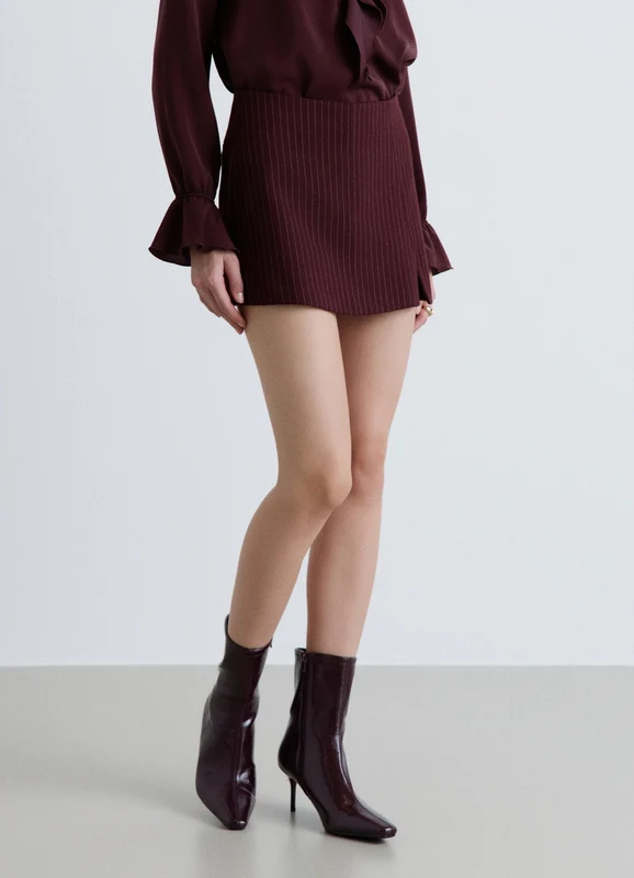 Gonna-pantalone gessati con spacco M
