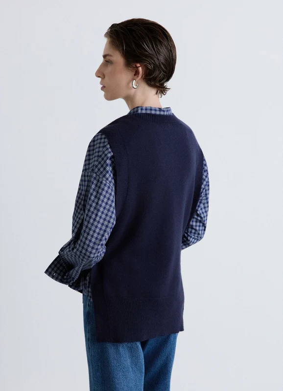 Gilet in maglia a tinta unita con bottoni laterali XL/XX