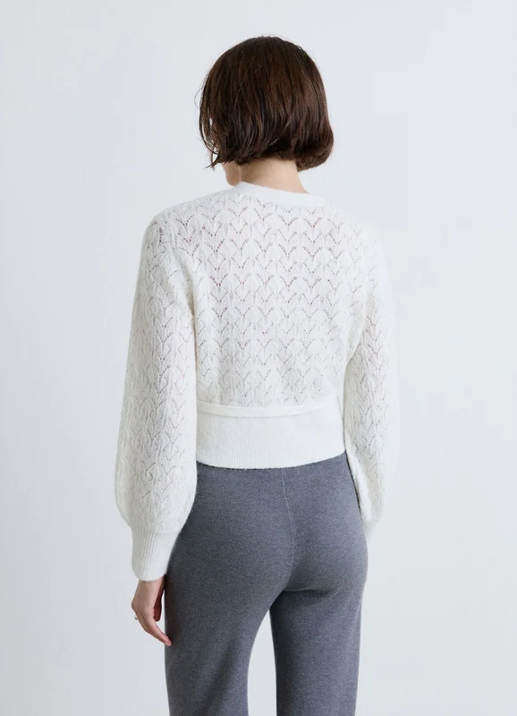 Scaldacuore in maglia traforata con cintura M