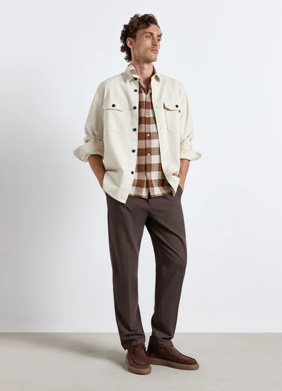 Camicia worker a tinta unita con tasche XL