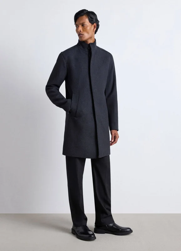 Cappotto con collo in piedi a tinta unita M