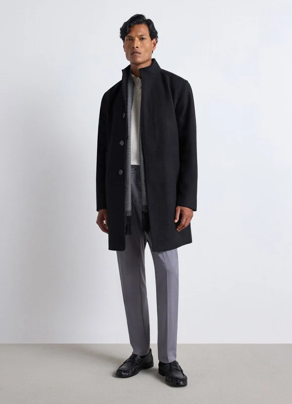 Cappotto con collo in piedi a tinta unita M