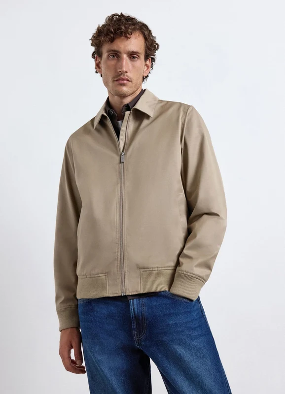 Giubbino bomber con zip e colletto classico S