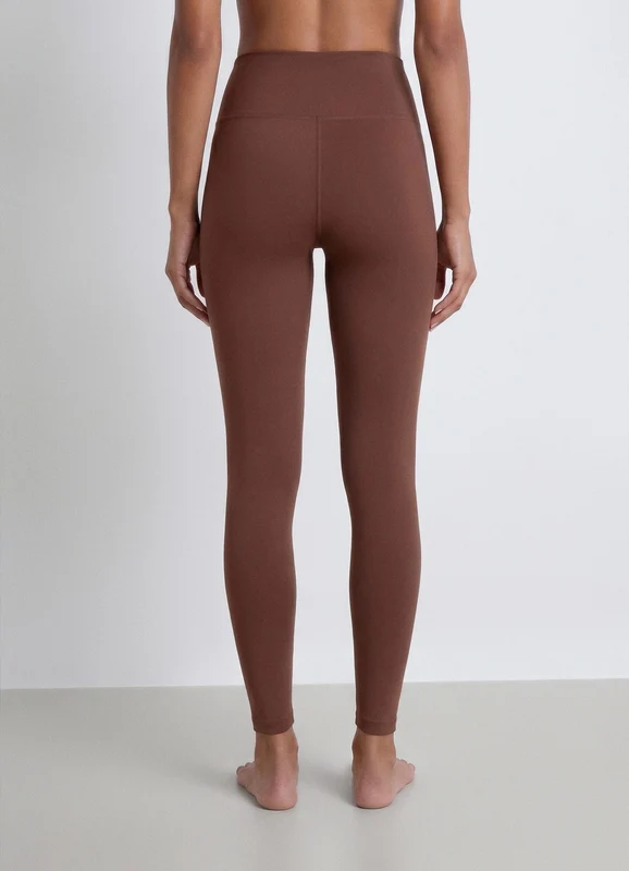 Leggings lunghi a vita alta a tinta unita S