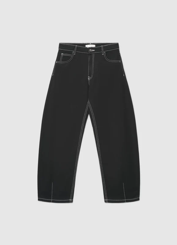 Pantaloni barrel a tinta unita 10-11