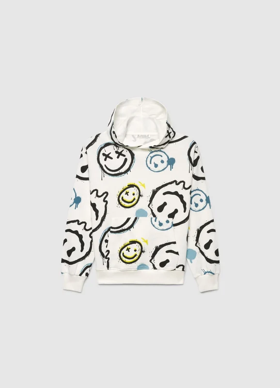 Felpa oversize con cappuccio e stampa graffiti 12-13