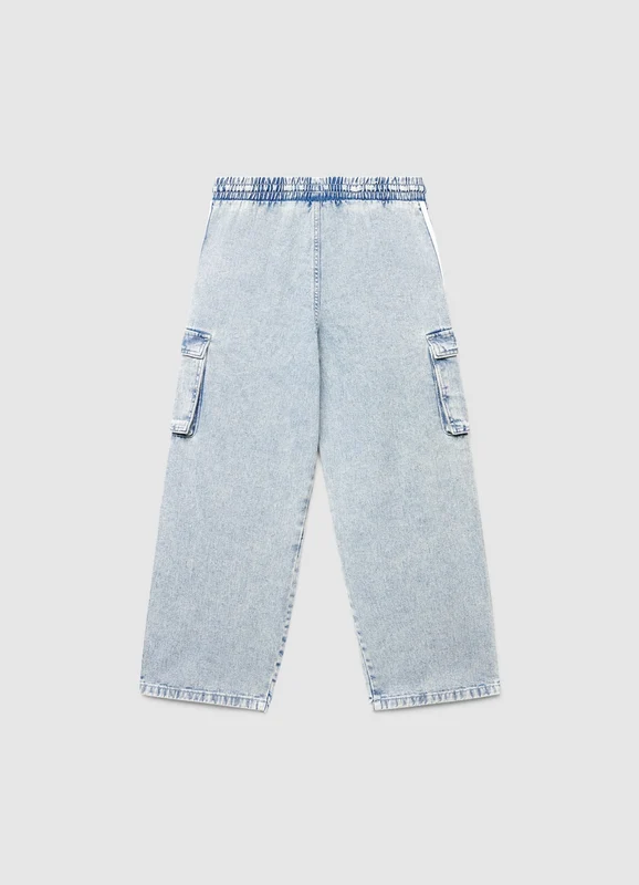 Jeans cargo con bande laterali e coulisse 14+