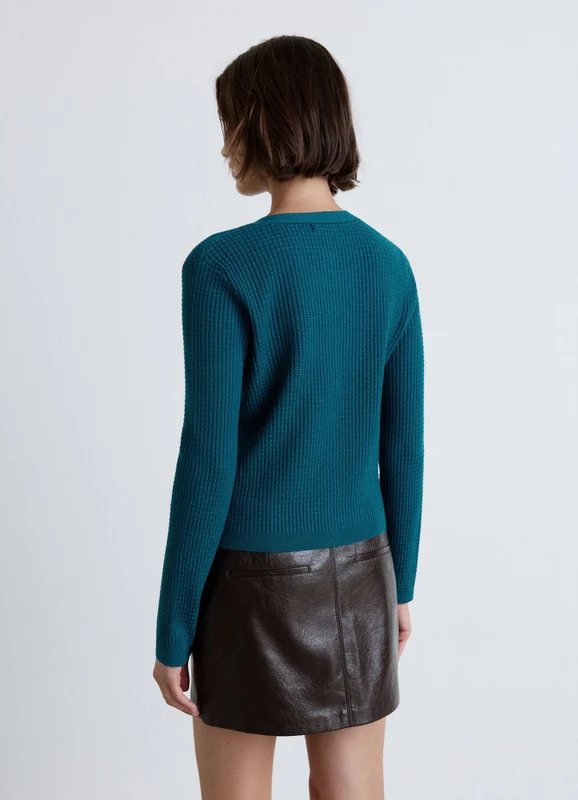 Cardigan a nido d’ape con bottoni gioiello XS