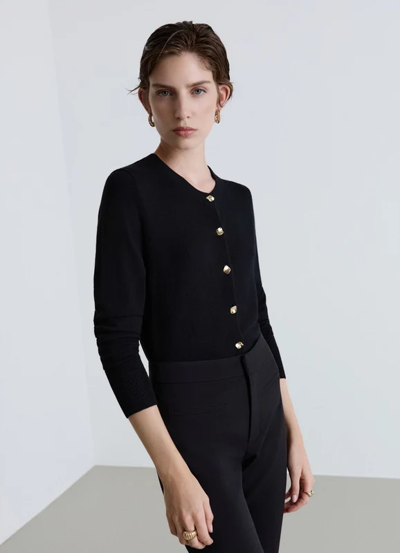 Cardigan girocollo con bottoni XL