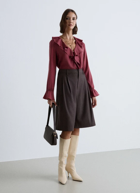 Blusa con volant similsatin L