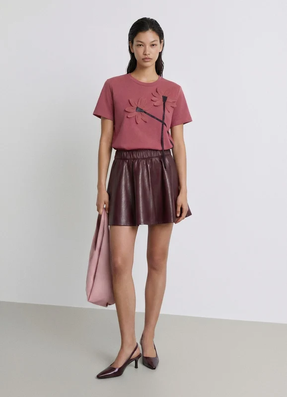 T-shirt con fiori applicati 3XL