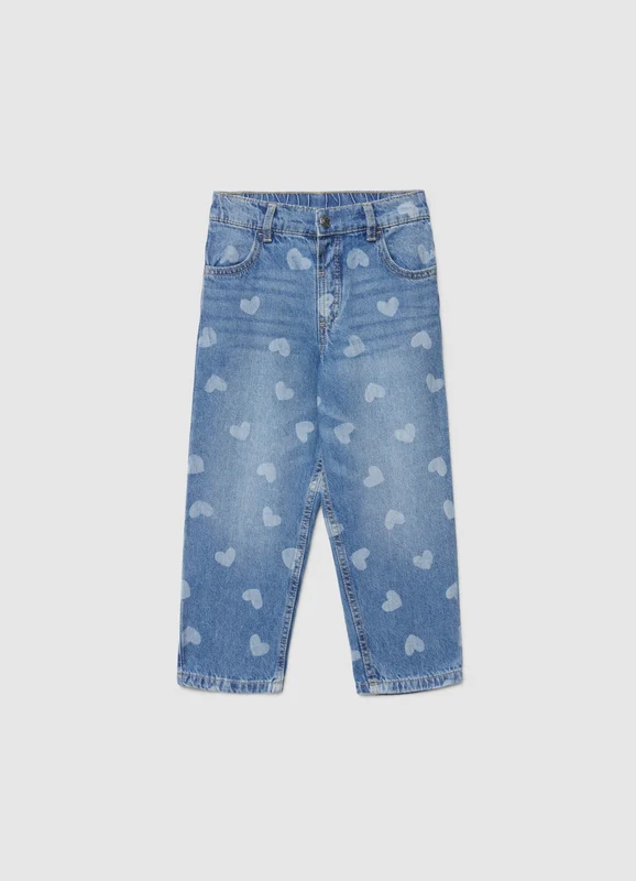 Jeans mum con stampa cuori 5-6