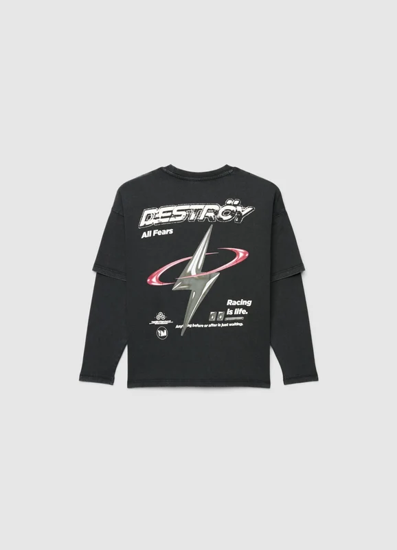 T-shirt over a doppia manica con stampa 8-9