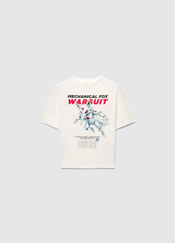T-shirt over con stampa robot 14+