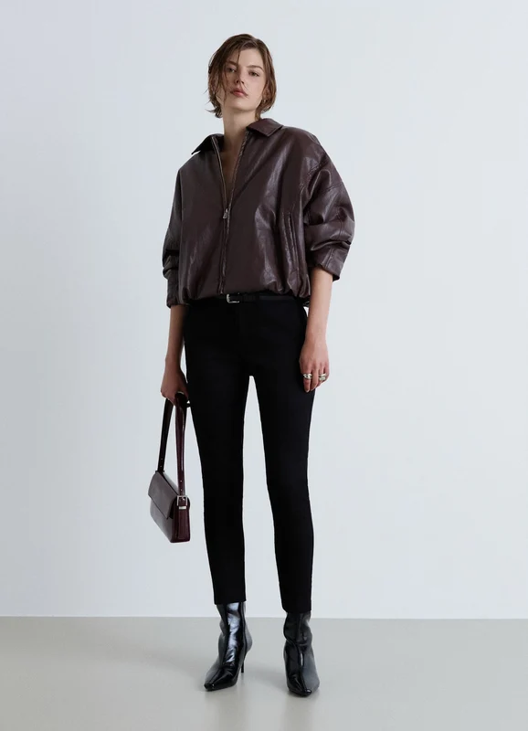 Pantaloni lunghi sartoriali simil satin a tinta unita S