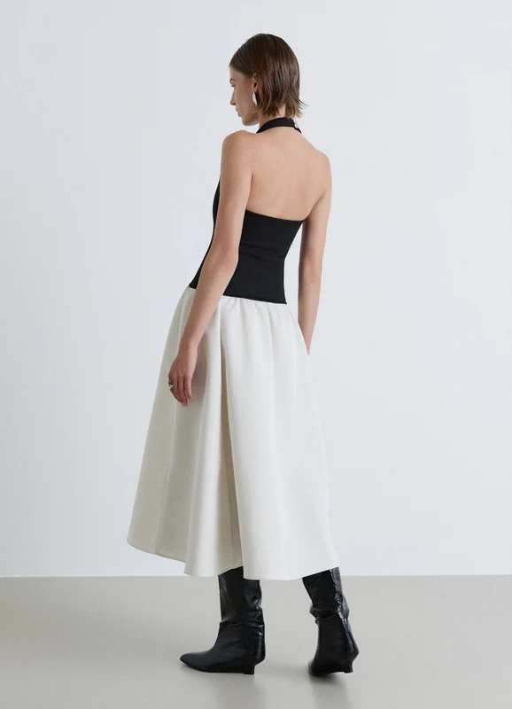 Vestito lungo halter a tinta unita L