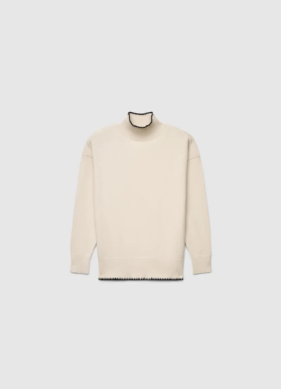 Maglia a collo alto con profili a contrasto M