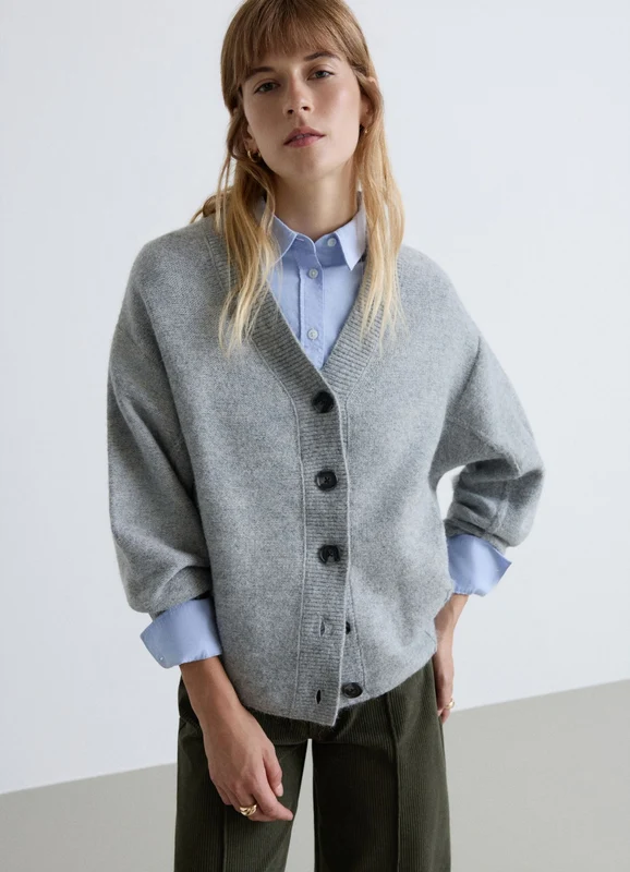 Cardigan in maglia a tinta unita con bottoni XL/XX