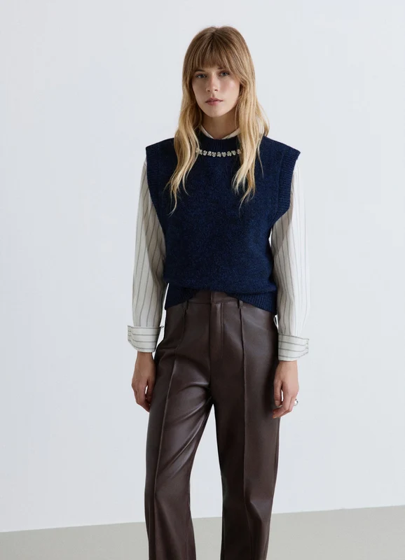 Gilet in maglia con applicazioni strass XL