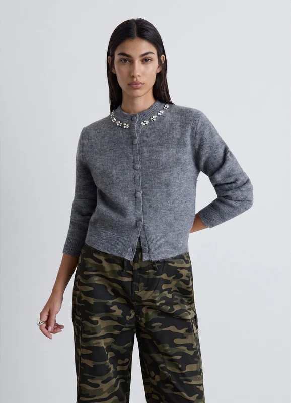 Cardigan con colletto gioiello e bottoni XS