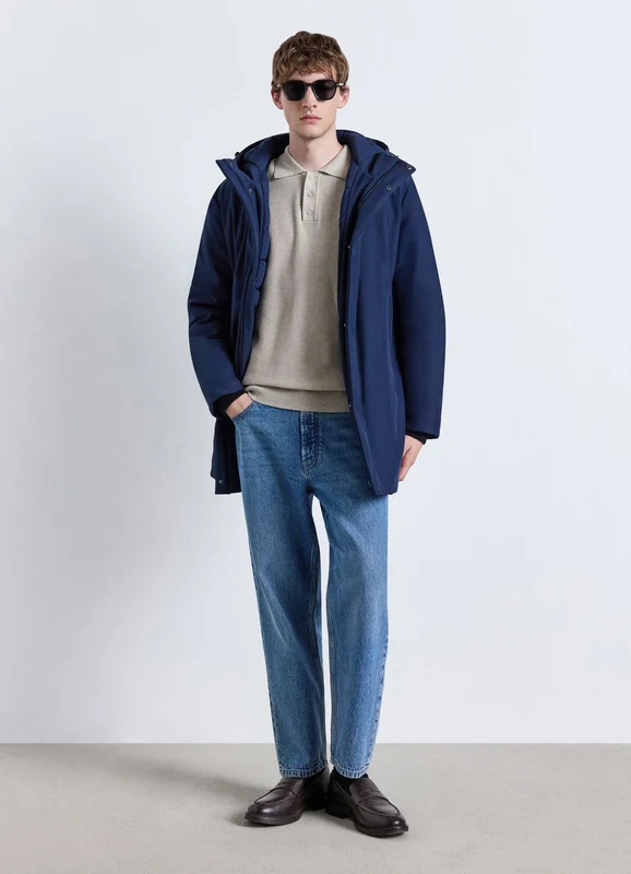 Parka con cappuccio e tasche con zip 4XL