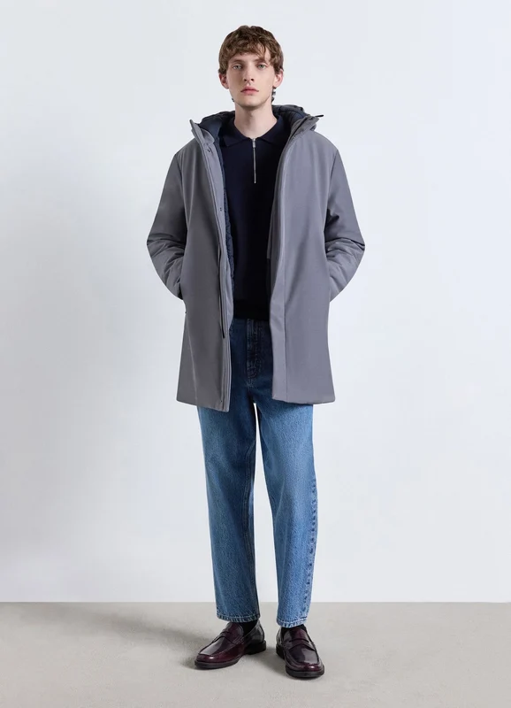 Parka con cappuccio e tasche con zip S