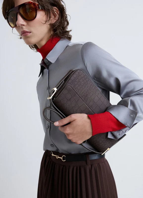 Borsa a spalla rettangolare effetto cocco TU