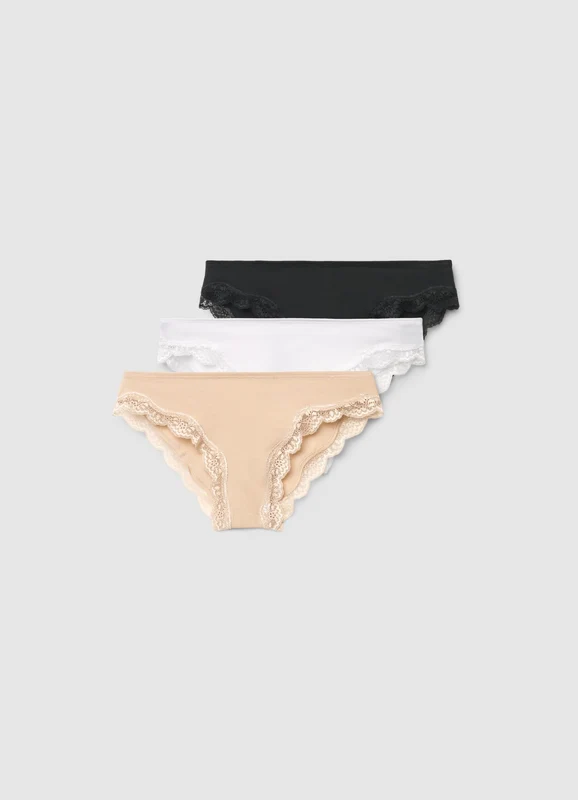 Pack 3 slip con bordo in pizzo M